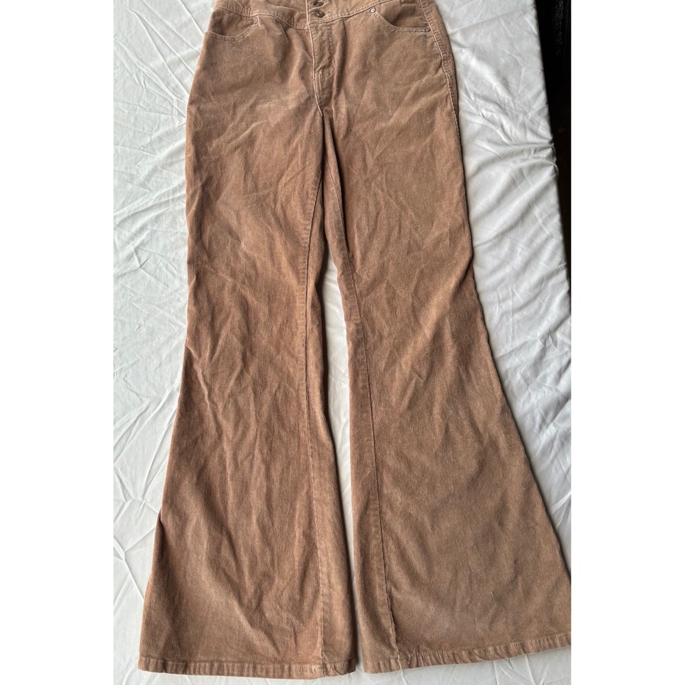 Boho Womens RE generation Celebrity Pink Corduroy Flare Pants 11/30 Tan